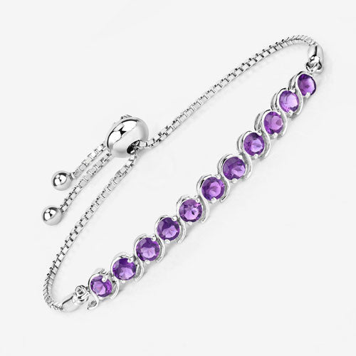 2.64 Carat Genuine Amethyst .925 Sterling Silver Bracelet on sale at MyriadMart