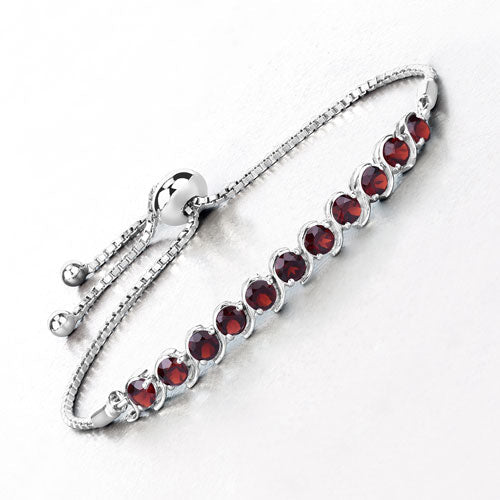3.30 Carat Genuine Garnet .925 Sterling Silver Bracelet on sale at MyriadMart