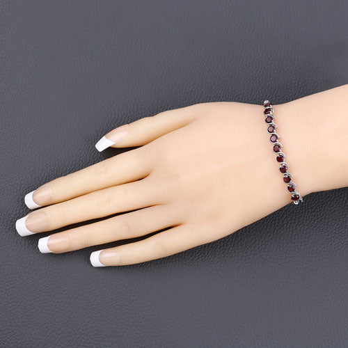 3.30 Carat Genuine Garnet .925 Sterling Silver Bracelet on sale at MyriadMart