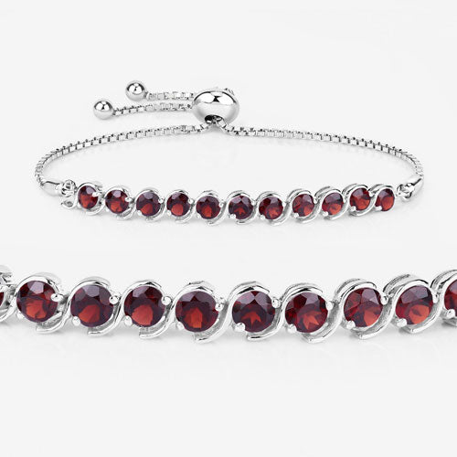 3.30 Carat Genuine Garnet .925 Sterling Silver Bracelet on sale at MyriadMart