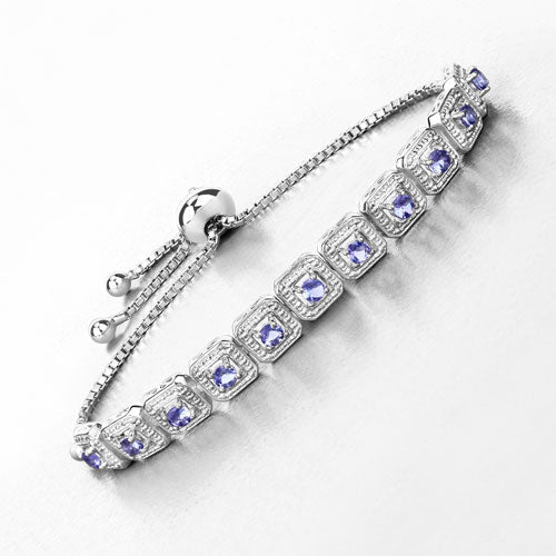 1.10 Carat Genuine Tanzanite .925 Sterling Silver Bracelet on sale at MyriadMart