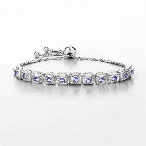 1.10 Carat Genuine Tanzanite .925 Sterling Silver Bracelet on sale at MyriadMart