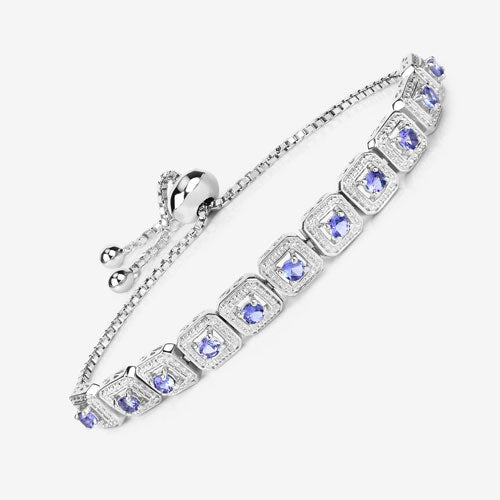 1.10 Carat Genuine Tanzanite .925 Sterling Silver Bracelet on sale at MyriadMart
