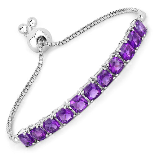 6.05 Carat Genuine Amethyst .925 Sterling Silver Bracelet on sale at MyriadMart