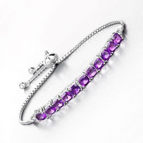 6.05 Carat Genuine Amethyst .925 Sterling Silver Bracelet on sale at MyriadMart