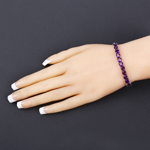 6.05 Carat Genuine Amethyst .925 Sterling Silver Bracelet on sale at MyriadMart