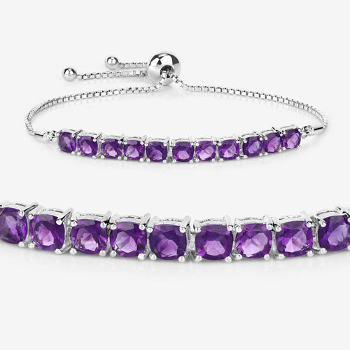 6.05 Carat Genuine Amethyst .925 Sterling Silver Bracelet on sale at MyriadMart
