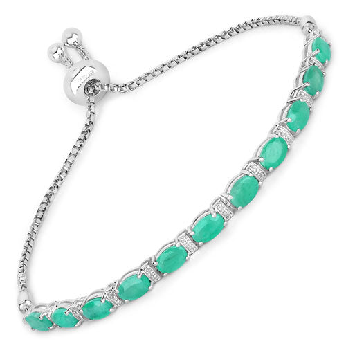4.98 Carat Genuine Emerald and White Topaz .925 Sterling Silver Bracelet on sale at MyriadMart