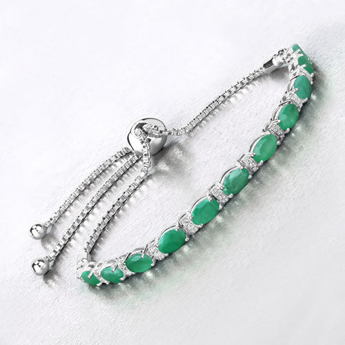 4.98 Carat Genuine Emerald and White Topaz .925 Sterling Silver Bracelet on sale at MyriadMart