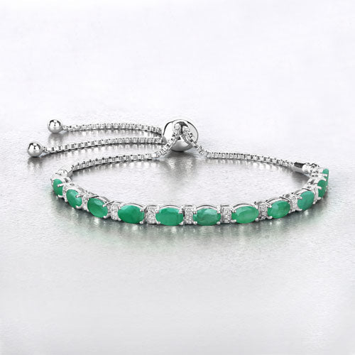 4.98 Carat Genuine Emerald and White Topaz .925 Sterling Silver Bracelet on sale at MyriadMart