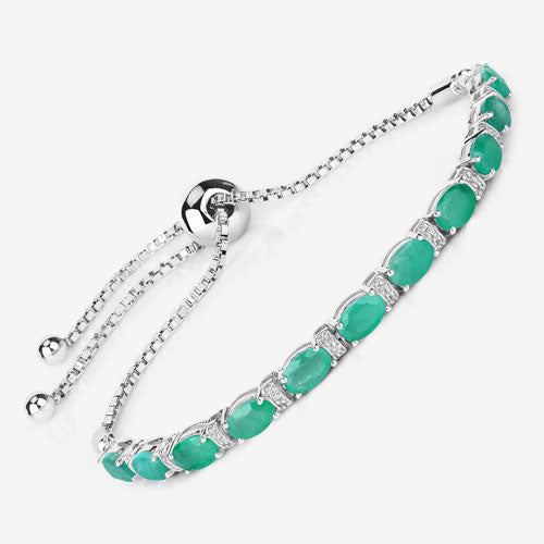 4.98 Carat Genuine Emerald and White Topaz .925 Sterling Silver Bracelet on sale at MyriadMart