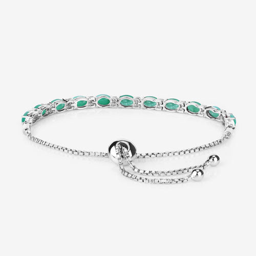 4.98 Carat Genuine Emerald and White Topaz .925 Sterling Silver Bracelet on sale at MyriadMart