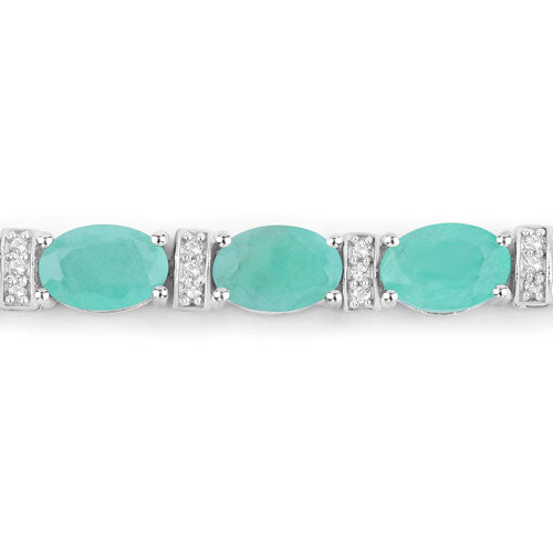 4.98 Carat Genuine Emerald and White Topaz .925 Sterling Silver Bracelet on sale at MyriadMart