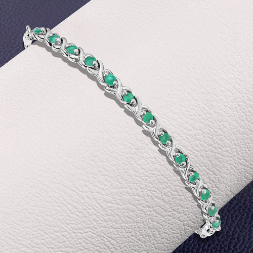0.72 Carat Genuine Emerald .925 Sterling Silver Bracelet on sale at MyriadMart