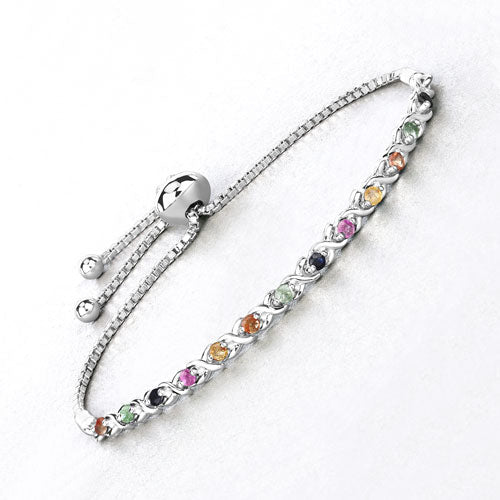 0.88 Carat Genuine Multi Sapphire .925 Sterling Silver Bracelet on sale at MyriadMart