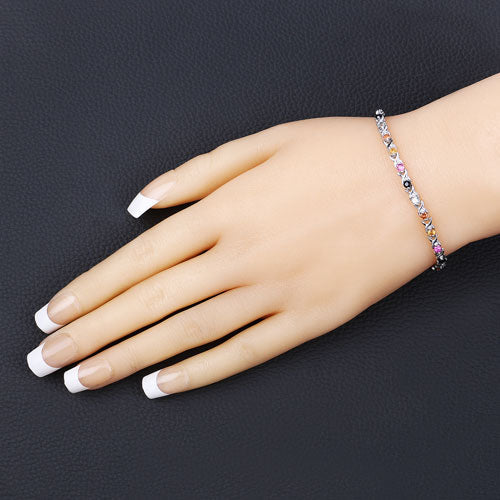 0.88 Carat Genuine Multi Sapphire .925 Sterling Silver Bracelet on sale at MyriadMart