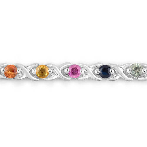 0.88 Carat Genuine Multi Sapphire .925 Sterling Silver Bracelet on sale at MyriadMart