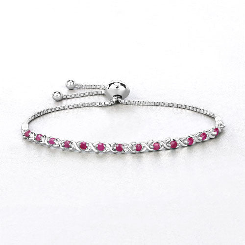 0.88 Carat Genuine Ruby .925 Sterling Silver Bracelet on sale at MyriadMart