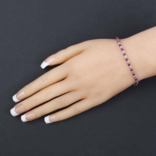 0.88 Carat Genuine Ruby .925 Sterling Silver Bracelet on sale at MyriadMart