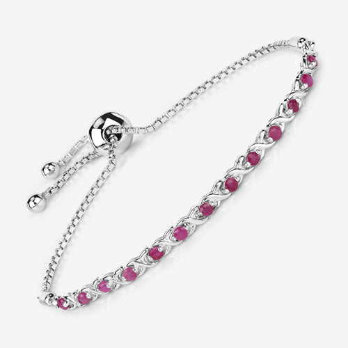 0.88 Carat Genuine Ruby .925 Sterling Silver Bracelet on sale at MyriadMart