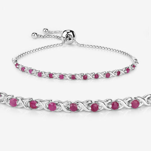 0.88 Carat Genuine Ruby .925 Sterling Silver Bracelet on sale at MyriadMart