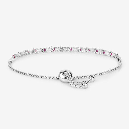 0.88 Carat Genuine Ruby .925 Sterling Silver Bracelet on sale at MyriadMart