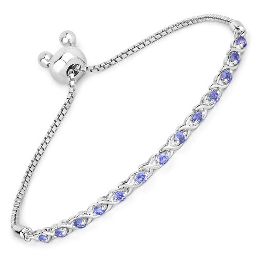 0.91 Carat Genuine Tanzanite .925 Sterling Silver Bracelet on sale at MyriadMart