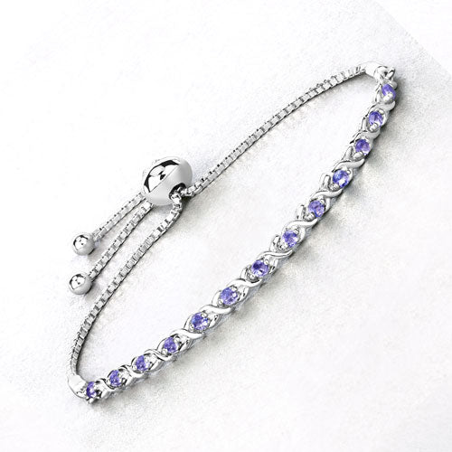 0.91 Carat Genuine Tanzanite .925 Sterling Silver Bracelet on sale at MyriadMart