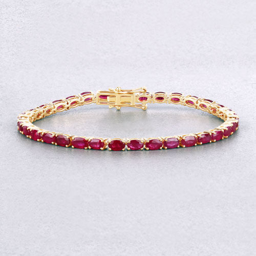 9.18 Carat Genuine Ruby 10K Yellow Gold Bracelet on sale at MyriadMart