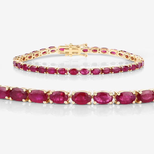 9.18 Carat Genuine Ruby 10K Yellow Gold Bracelet on sale at MyriadMart