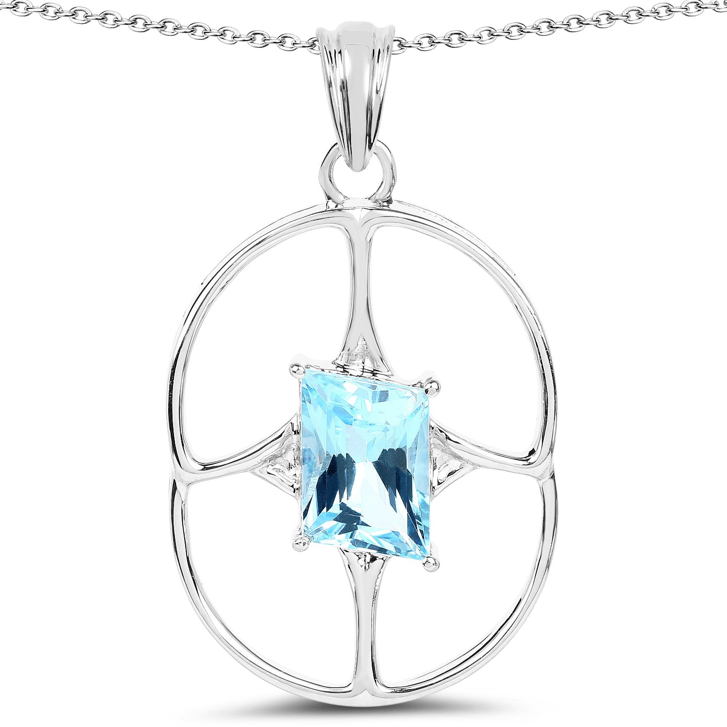 5.26 Carat Genuine Swiss Blue Topaz .925 Sterling Silver Pendant on sale at MyriadMart