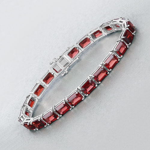 27.60 Carat Genuine Garnet .925 Sterling Silver Bracelet on sale at MyriadMart