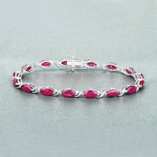 8.00 Carat Genuine Ruby 10K White Gold Bracelet on sale at MyriadMart