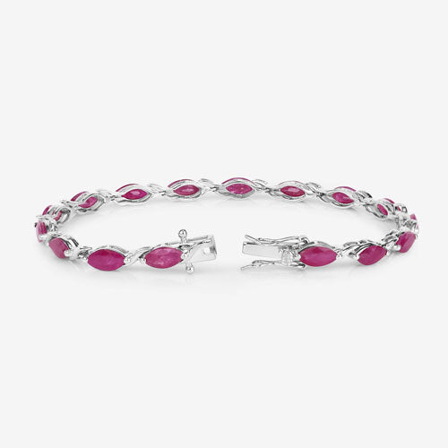 8.00 Carat Genuine Ruby 10K White Gold Bracelet on sale at MyriadMart
