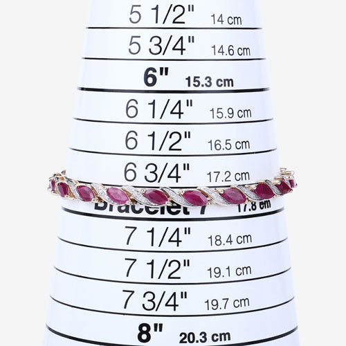 7.78 Carat Genuine Ruby and White Diamond 10K Yellow Gold Bracelet on sale at MyriadMart