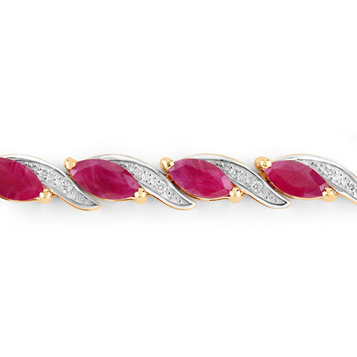 7.78 Carat Genuine Ruby and White Diamond 10K Yellow Gold Bracelet on sale at MyriadMart