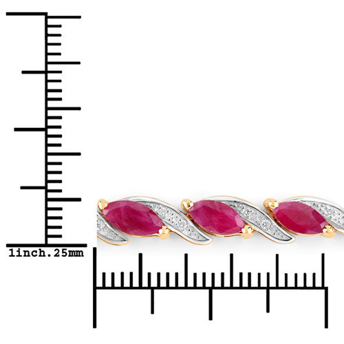 7.78 Carat Genuine Ruby and White Diamond 10K Yellow Gold Bracelet on sale at MyriadMart