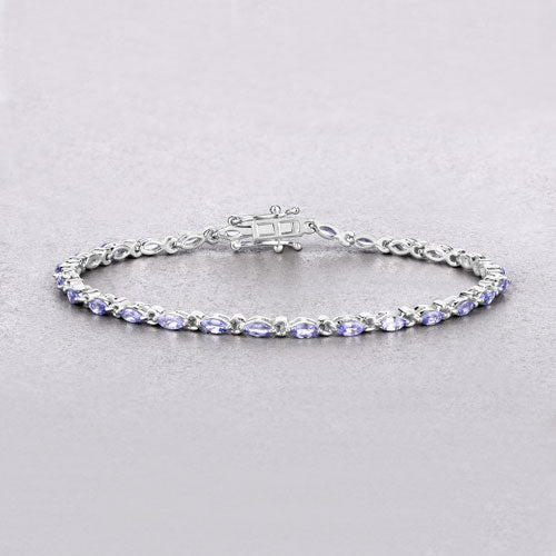 3.78 Carat Genuine Tanzanite .925 Sterling Silver Bracelet on sale at MyriadMart