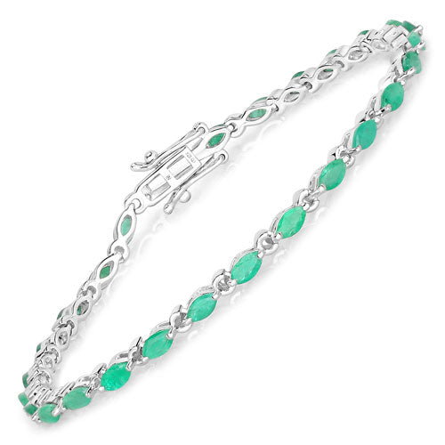 3.24 Carat Genuine Zambian Emerald .925 Sterling Silver Bracelet on sale at MyriadMart