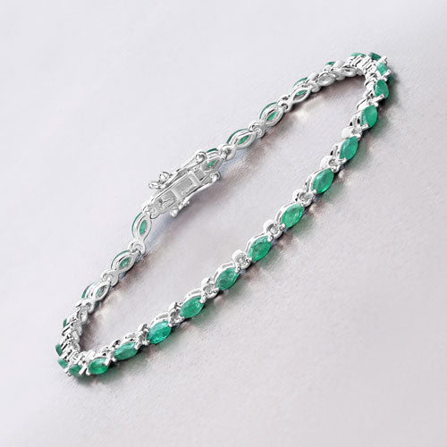3.24 Carat Genuine Zambian Emerald .925 Sterling Silver Bracelet on sale at MyriadMart