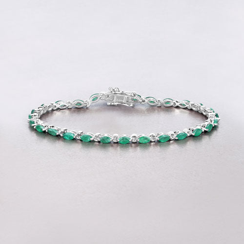 3.24 Carat Genuine Zambian Emerald .925 Sterling Silver Bracelet on sale at MyriadMart