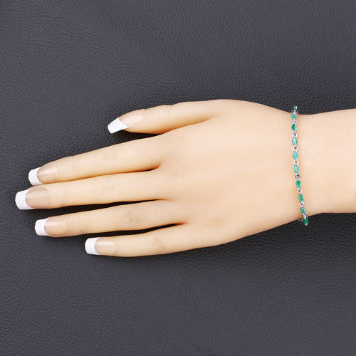 3.24 Carat Genuine Zambian Emerald .925 Sterling Silver Bracelet on sale at MyriadMart