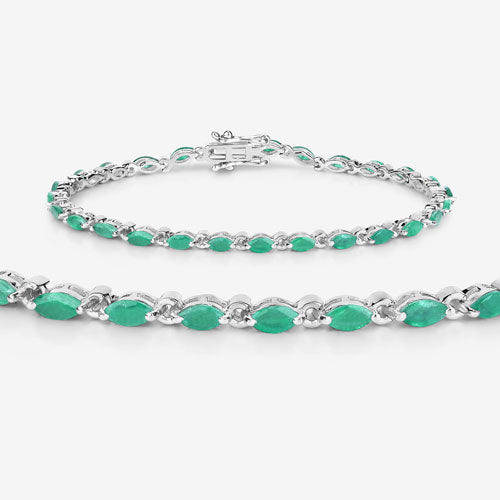 3.24 Carat Genuine Zambian Emerald .925 Sterling Silver Bracelet on sale at MyriadMart