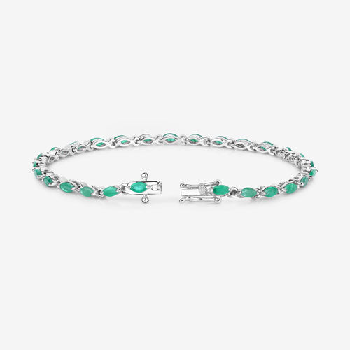 3.24 Carat Genuine Zambian Emerald .925 Sterling Silver Bracelet on sale at MyriadMart