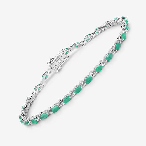 3.24 Carat Genuine Zambian Emerald .925 Sterling Silver Bracelet on sale at MyriadMart