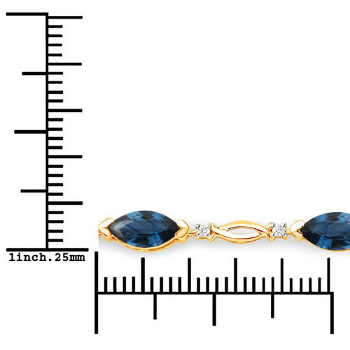 5.58 Carat Genuine Blue Sapphire and White Diamond 14K Yellow Gold Bracelet on sale at MyriadMart