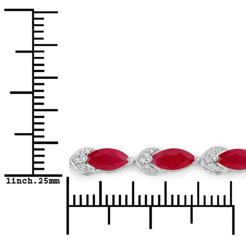 6.79 Carat Genuine Ruby and White Diamond 14K White Gold Bracelet on sale at MyriadMart