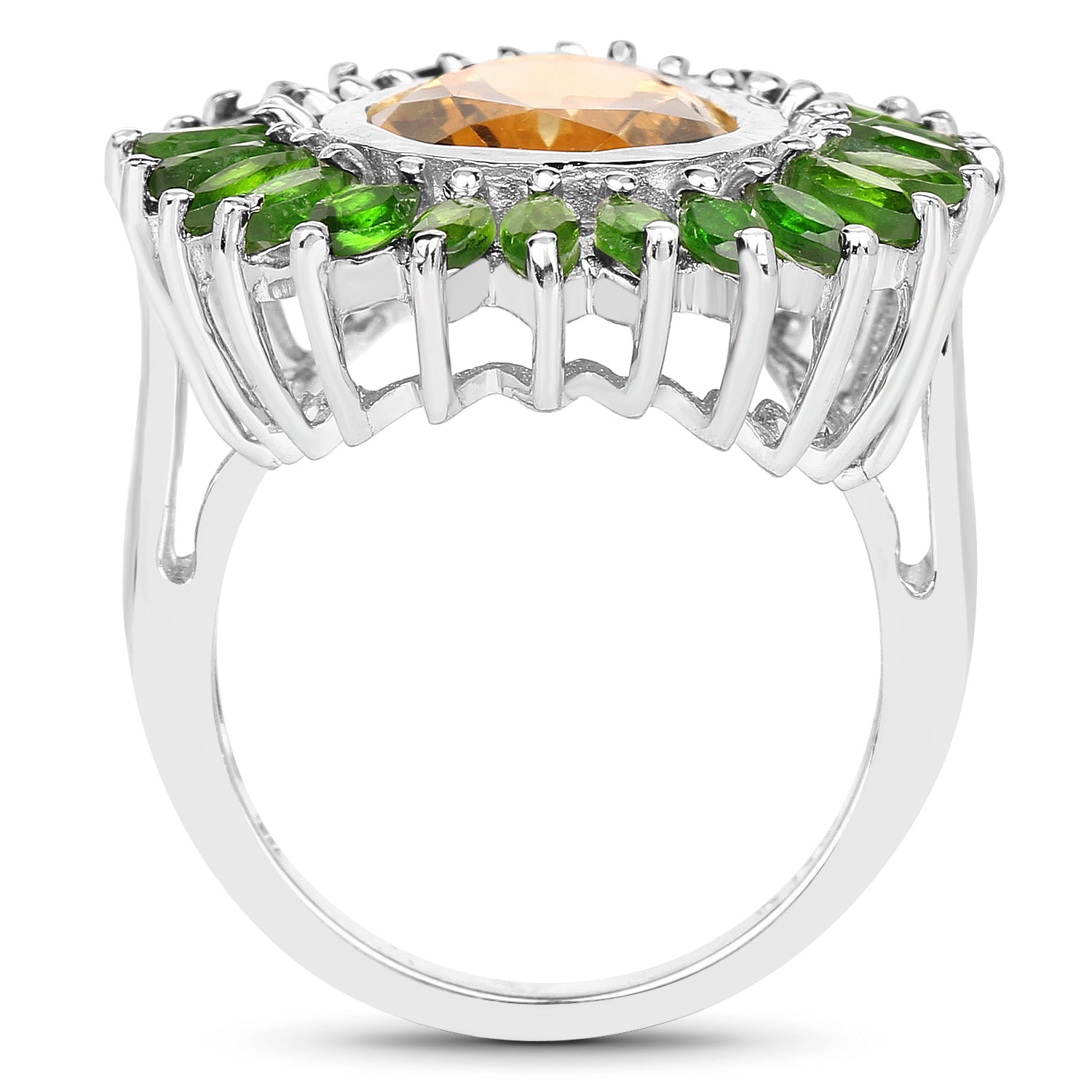 7.02 Carat Genuine Citrine and Chrome Diopside .925 Sterling Silver Ring on sale at MyriadMart