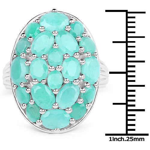 5.48 Carat Genuine Emerald .925 Sterling Silver Ring on sale at MyriadMart