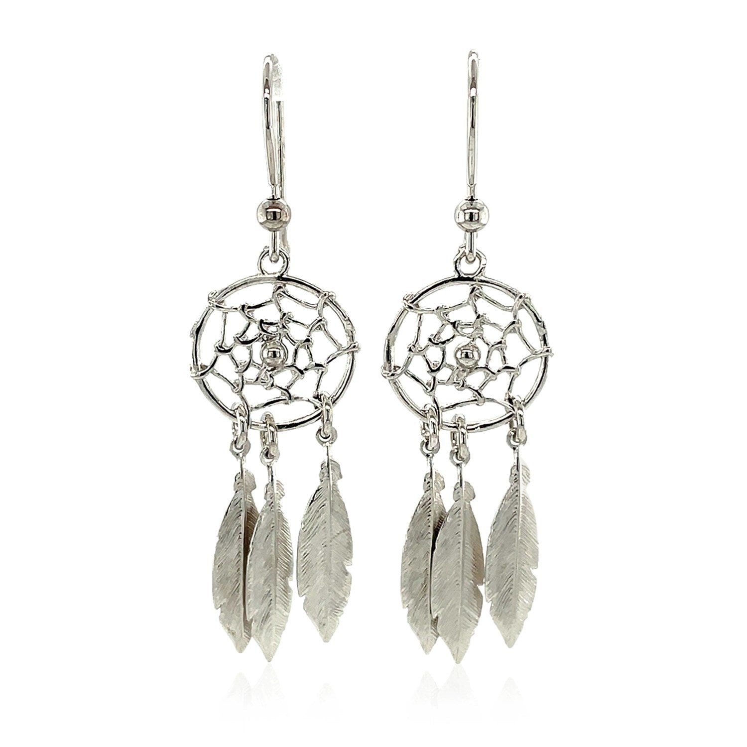 Sterling Silver Dream Catcher Dangle Earrings on sale at MyriadMart